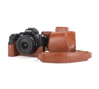 MUZIRI KINOKOO custodia per fotocamera Nikon Z50 II con obiettivo DX 16-50mm, custodia protettiva per in pelle PU Z50 II / Z50II - custodia rimovibile con tracolla e anelli piccoli - Marrone