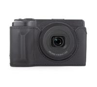 MUZIRI KINOKOO Custodia per Ricoh GR IV GR III, Custodia protettiva in vera pelle per fotocamera digitale Ricoh GR4/GR3, con fondo apribile e design con impugnatura - Nero