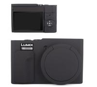 MUZIRI KINOKOO Custodia Silicone compatibile con Panasonic Lumix DC-TZ99/ZS99 - Custodia protettiva morbida per Lumix TZ99/ZS99 con copriobiettivo rimovibile - Antiscivolo e antigraffio - Nero