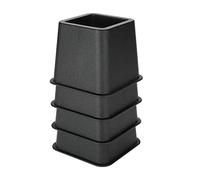 MUZIT Alzata for mobili, for, 4 pezzi, for sedia da letto regolabile in PP, Sollevamento quadrato 7,6 cm con piedini larghi, 18,8 x,9, Nero