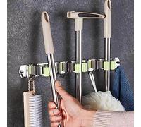 MUZIT Porta scope, porta spazzole e mocio, porta mocio e supporto da parete, organizer in acciaio inox, robusto contenitore for casa, cucina, bagno, giardino, garage.(Green)