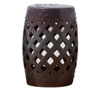 MUZIT Sgabello da giardino, sgabello decorativo in ceramica, panca decorativa for scarpe smaltata, tavolino laterale con design a doppio nodo, portavasi da esterno, toletta da seduta(Brown)