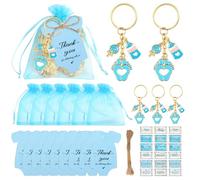 muzoira Portachiavi a forma di bottiglia per baby shower, confezione da 12 o 24, rosa e blu, per compleanno o festa dei bambini (confezione da 12 pezzi)