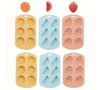 Muzoira Stampo in silicone a forma di frutta, caramelle, anguria e fragola, stampo gommoso e cioccolato per dolci fai da te (mix, 6 pezzi)