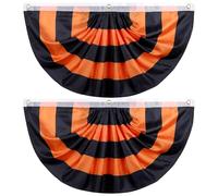Muzrunq Bandierine di Halloween, 2 Pezzi bandierine plissettate Arancioni Nere per Esterni 3x6 Piedi Decorazioni di Halloween sospese per Portico Giardino Interno Arredamento per la casa