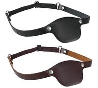 Muzrunq Benda sull'occhio da Pirata, 2 Pezzi in Pelle PU Regolabile per Costume da Pirata, Accessori di Halloween per Bambini e Adulti