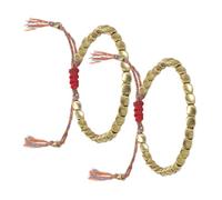 Muzrunq Braccialetti di perline di rame tibetano Donne Donne Bracciale in perline con bracciale etnico di corda fortunata per donne regalo 2pcs