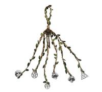 Muzrunq Campane di stregone, Corda di Corda di Canapa da 13 Pollici con campanelli di Metallo, Foglie Verdi e Fascino del Metallo, venditori sospesi per Il Giardino delle Porte Esterne