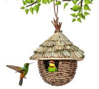 Muzrunq Casa di Colibrì, Case per Uccelli in Erba Naturale Intrecciate Case di Uccelli oscillanti con Corda sospesa per i portici del Cortile del Giardino per l'esterno, Nido di Colibrì, Nido