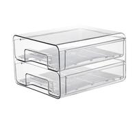 Muzrunq Cassetto del frigorifero Organizzatore per cassetti del frigorifero in PET trasparente estraibile a 2 strati, impilabile, per la conservazione dei prodotti freschi. Cassetti del
