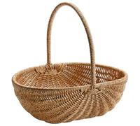 Muzrunq Cesto del Raccolto per Damigelle, Cestino in Vimini Intrecciato con Manico, Organizer Portatile per Picnic, Frutta, Verdura, cestini Regalo organizzativi.