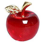 Muzrunq Figurine di mele in vetro di mele in cristallo simulazione simulazione decorativa decorativa decorativa decorativa per l'auto natale, foglia d'oro 50x55mm/1.97x2.17 pollici