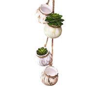 Muzrunq Fioriera da Appendere alla Finestra, Set da 4 vasi in Ceramica per Piante grasse sospesi con Foro di drenaggio, graziosi vasi per Piante grasse con Stampa Elegante, per