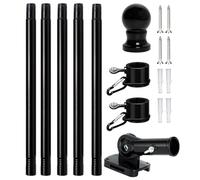 Muzrunq Kit Asta portabandiera a Parete Asta portabandiera in Metallo Staccabile da 6 Piedi con Staffa di Montaggio Anello Rotante a 360° per Recinzione da Giardino per Esterni Vivere ALL'APERTO.