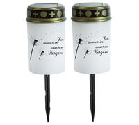 Muzrunq Luci solari per tombe, 2 Pezzi 5, 6x2, 8 Pollici Luci solari Impermeabili per cimitero, Lanterne Commemorative Senza Fiamma con picchetto da Terra