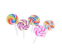 Muzrunq Mini Lecca Lecca Giocattoli Simulazione Artificiale Arcobaleno Caramelle Dolci Decorazioni Artigianali per Casa delle Bambole 5 Pezzi in Miniatura per L'artigianatoDecorazioni con
