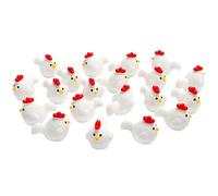 Muzrunq Mini polli, 20 pezzi in resina mini figurine di pollo modelli bianchi simpatici animali piccoli per la scrivania della casa decorazione