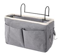 Muzrunq Organizer portaoggetti da comodino, 28x10x19 cm, capacità, in cotone e lino, con tasche e ganci, borsa portaoggetti appesa per testiere/letto a castello