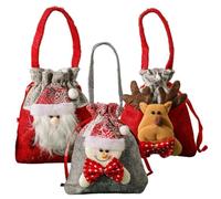 Muzrunq Sacchetti Natalizi 3 Pezzi, Simpatici Sacchetti Regalo con Coulisse a Forma di Babbo Natale, Pupazzo di Neve, Alce, con Manico, in Tessuto, riutilizzabili, per Feste