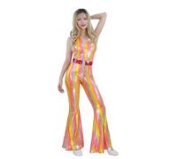 Muztagata Outfit da Disco 70s 80s, Tutina Scintillante a Svasato per Festa, Costume da Halloween e Cosplay per Donne Adulte, S