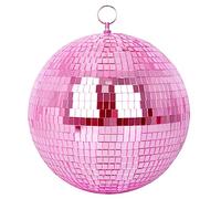 MUZTOP - Palla a specchio, 25,4 cm, con anello per appenderla, per discoteca, feste, DJ, palcoscenico, matrimonio, Natale, decorazione per la casa, rosa