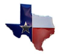 Muzzys 2.3" Texas Flag in Shape of Texas State Edition Emblem Decal Longhorn Lone Star Metal Badge Universal StickOn FITS Chevy Silverado Suburban Tahoe Sierra Ford F150 Ranger F-150 Dodge Ram