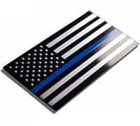 MuzzysPremium Alluminio sottile Blu LINE Bandiera Americana Decal Emblema Badge 8,1 x 4,7 cm Stati Uniti Indietro il Blu Universale Stick On Auto Camion Paraurti Finestra Vetro Patriottico Regalo