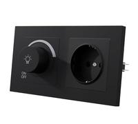 MVAVA Interruttore della luce dimmerabile, 1 via, interruttore dimmer con presa da incasso, 86 mm x 86 mm, per luci LED dimmerabili, lampadine a incandescenza, in plastica, nero