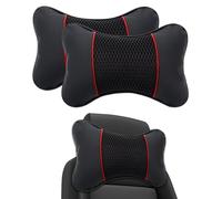 MVBILMSF 2 Pezzi Cuscino Poggiatesta Auto per Volkswagen Tiguan 2016, Supporto Testa Seggiolino Auto per la Guida Cuscino Cervicale Auto,Black-Red