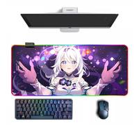 MVCRINVT Anime Tappetino per mouse Honkai Impact 3rd Tappetino per mouse RGB Anime con diverse modalità di illuminazione Tappetino per mouse in gomma grande