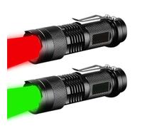MVIOCS Confezione da 2 torce a LED, mini torce a LED rosse, verdi e blu, con 3 modalità, impermeabile, zoomabile, per campeggio, attività all'aperto, astronomia notturna (rosso e verde)
