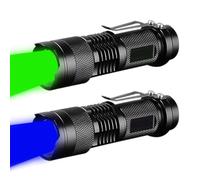 MVIOCS Confezione da 2 torce a LED, mini torcia a LED rossa, verde, blu, con 3 modalità, impermeabile, zoomabile, per campeggio, attività all'aperto, astronomia notturna (blu e verde)