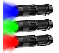 MVIOCS Confezione da 3 torce a LED rosse, verdi e blu, luce rossa, verde, blu, luci a LED, torcia per esterni
