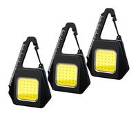 MVIOCS - Portachiavi ricaricabile EDC con 3 pezzi, 650 lumen, mini COB LED luce di lavoro, luce lampeggiante luminosa e versatile per campeggio all'aria ultima intervento, casa, riparazione di