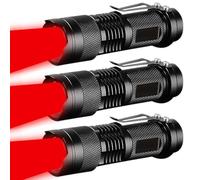 MVIOCS Torcia a luce rossa, a LED rossa, potente torcia a luce rossa con clip, per astronomia, osservazione notturna e attività all'aperto (3 pezzi)