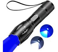 MVIOCS Torcia blu ricaricabile 2 in 1, super luminosa, zoomabile, 2000 lumen, con combinazione di luce bianca e blu, impermeabile, per pesca, mappe e carte nautiche