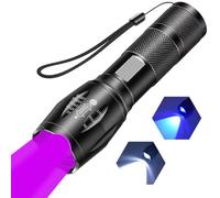 MVIOCS Torcia UV portatile, torcia a LED con combinazione di luce bianca e UV, rilevatore di urina per animali domestici, per urina di cane/gatto, macchie secche, scorpioni, cimici dei letti,
