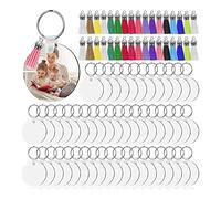 MVKLIW 50 Set di Portachiavi Vergini di Sublimazione, Set Di Etichette Decorative Portachiavi in MDF con Spazi Portachiavi di Trasferimento di Calore da 2 Pollici