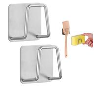 MVOLEGDE 2 supporti per spugna da cucina, in acciaio inox, autoadesivi, per spugna, colore argento, per spazzole, corda metallica, pelapatate