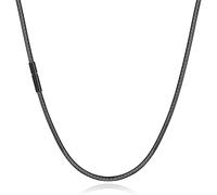 MVOLEGDE Collana in pelle da uomo e da donna, 3 mm, moderna e semplice, in pelle, lunghezza 50 cm, durevole, in ecopelle, con chiusura in acciaio inox, per nuoto, surf, immersioni, bagno (nero)