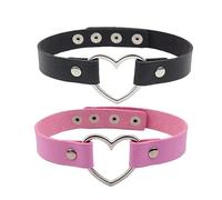 MVOLEGDE Set di collari da donna, in pelle PU, colore nero, vintage, gotico, collana per tatuaggi, collana punk rock, collare in pelle, per donne e ragazze (nero/rosa)