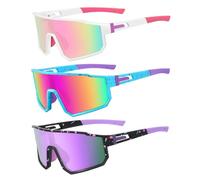 MVPTGRS Occhiali da sole da baseball per ragazzi e ragazze, 8-14 anni, montatura TR90, occhiali da sole sportivi per softball, ciclismo, baseball, golf, Multicolore, viola e rosa, Age 8-14