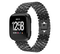 MVRYCE Bracciale Versa Lite, Cinturino Unico in Acciaio Inossidabile Cinturino di Ricambio Regolabile a Forma di Squama di Pesce Compatibile con Versa/Versa 2/Versa Lite (Nero)