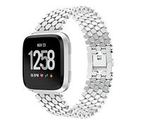 MVRYCE Bracciale Versa Lite, Cinturino Unico in Acciaio Inossidabile Cinturino di Ricambio Regolabile a Forma di Squama di Pesce Compatibile con Versa/Versa 2/Versa Lite (Argento)