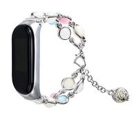 MVRYCE Mi Band 7 Cinturino da polso da donna, Cinturino di ricambio a mano per donna Cinturino regolabile in metallo intelligente con elastico compatibile con Mi Band 7 (D'argento)