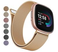 MVSSAT Cinturino in metallo compatibile con Fitbit Versa 4/Fitbit Versa 3/Sense 2/Fitbit Sense Cinturini per orologio da polso per donne e uomini, cinturino in rete in acciaio inossidabile con