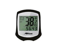 MVTEK Ciclocomputer LAMPO. Computer da bicicletta con filo. Computer bici 9 funzioni. Possibilità doppio attacco manubrio e piantone. Contachilometri bici nero/bianco. Accessori bici multifunzione.