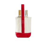 MWAHJU Borsa portabottiglie doppia da 20 once, in tela estremamente robusta e lavabile, con divisore rimovibile Per Natale Feste(Red)