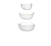MWAHJU Ciotola in vetro Iceberg con bordo dorato Insalata trasparente Zuppa di frutta Dessert Snack for miscelazione Tè Per Insalata Ramen(Clear 3 pcs set)
