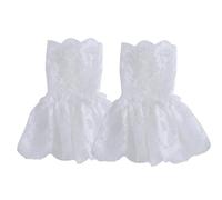 MWAHJU Scaldabraccia for maniche in maglia pieghettata da polso con decorazione for polsini for a mano in pizzo 2 paia Per Donna(White)